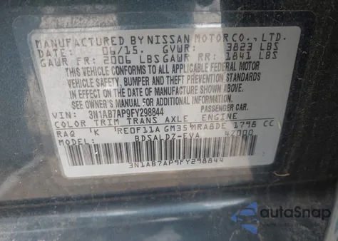 2015 Nissan Sentra Sv from USA, damaged, VIN 3N1AB7AP9FY298844